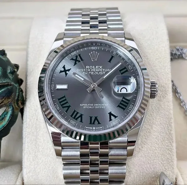 Rolex Oyster Perpetual Datejust Gray Dial Stainless Steel Mechanical Watch - 1