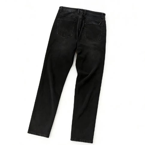 Light Blue Jeans with Khaki Patch Pocket, Distressed White Paint Splatter, Back White Patch Leather Strap 77052515