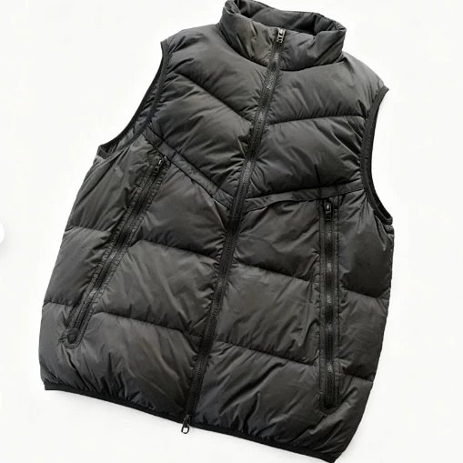 Left-stitched White Shell with Black Shoulder Patch Padded Vest in 12 Colors 33110405