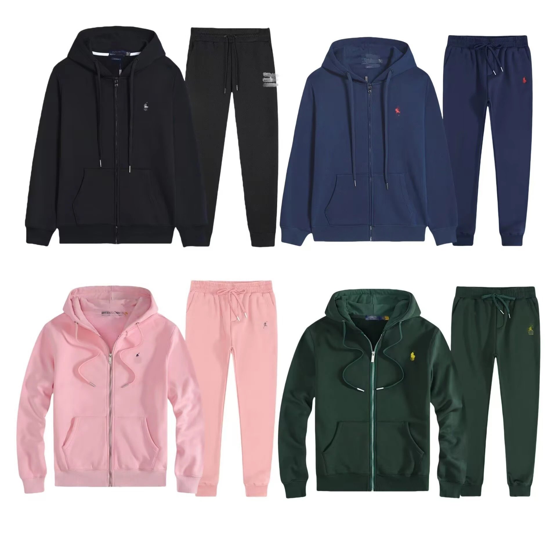 Embroidered cardigan sweatshirt zip set