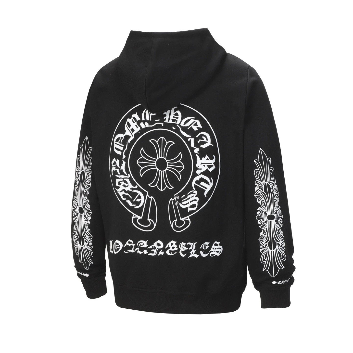 Autumn and winter burst lens cross print zipper hooded sweatshirt couple