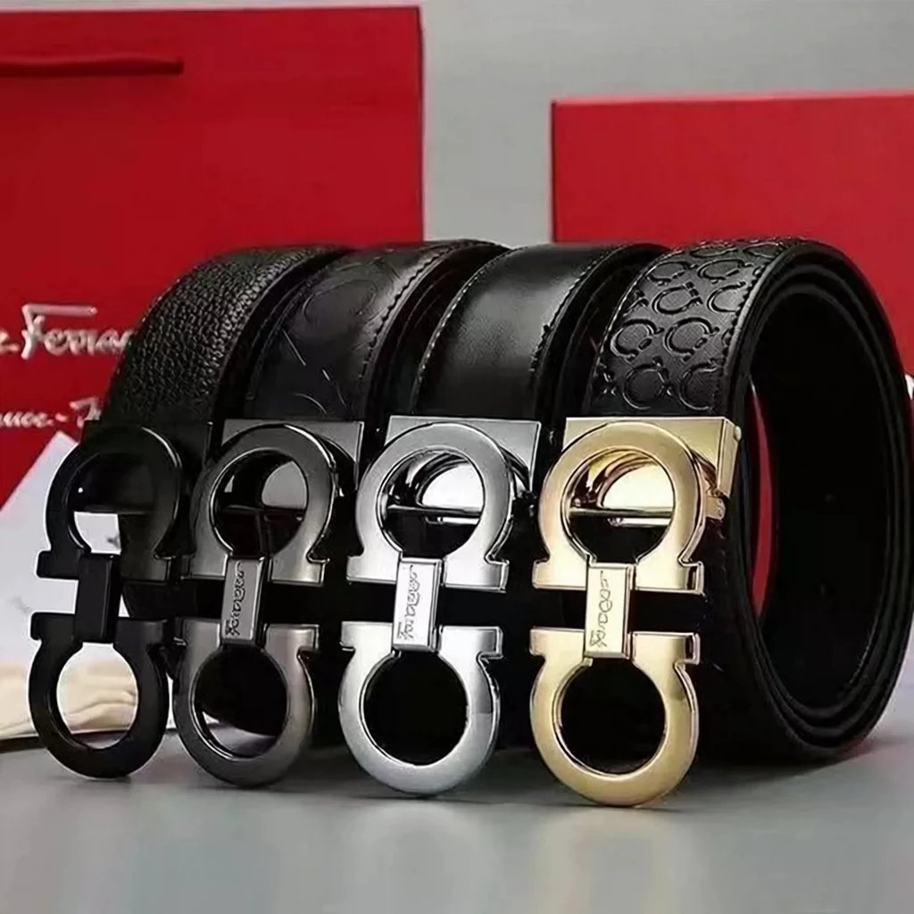Leather buckle business pants with gift box and leather belt