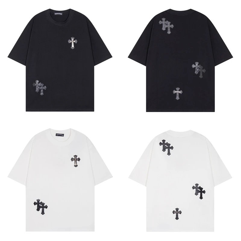 Chrome Hearts T-Shirt Black White Gray Graphic Print Casual