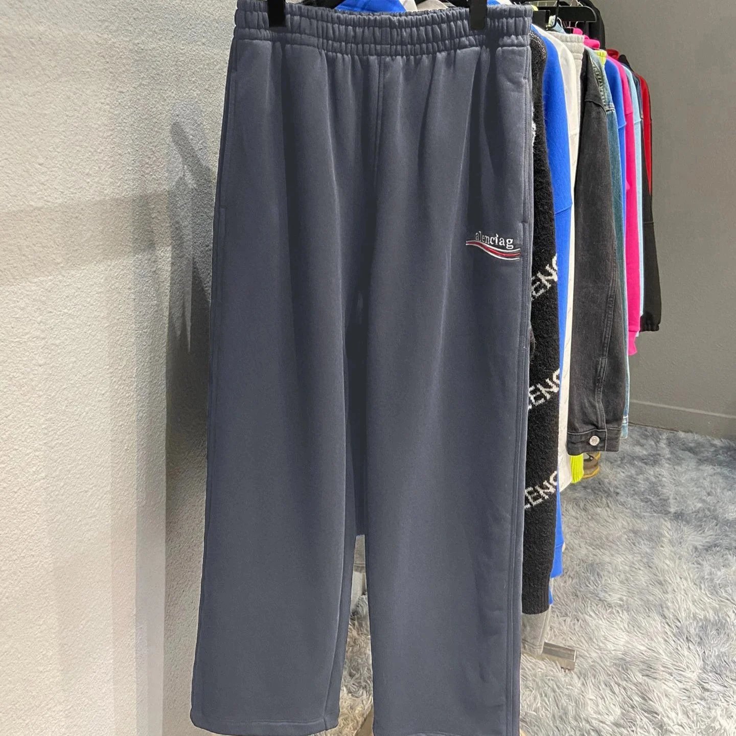 Balenciaga Logo Embroidered Purple Relaxed Fit Sweatpants