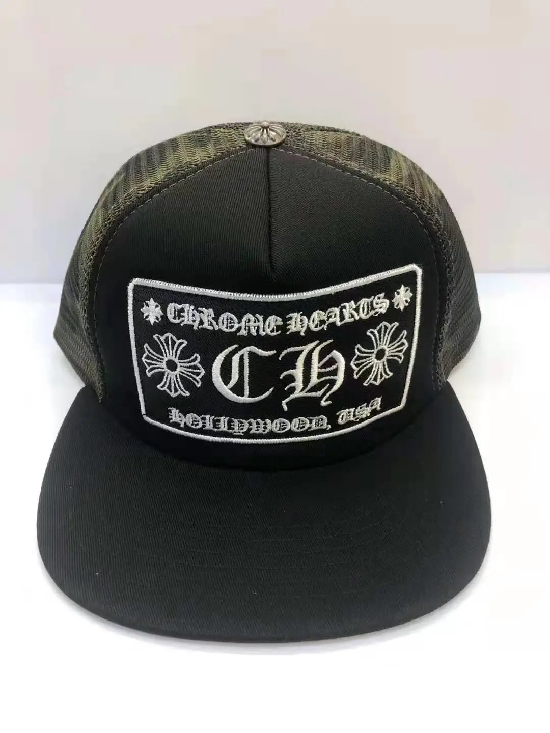 Chrome Hearts Logo Patch Trucker Cap Blue and White Baseball Cap - 17