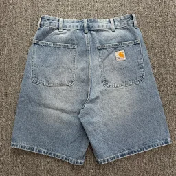 thumbnail for Washed loose light blue denim shorts