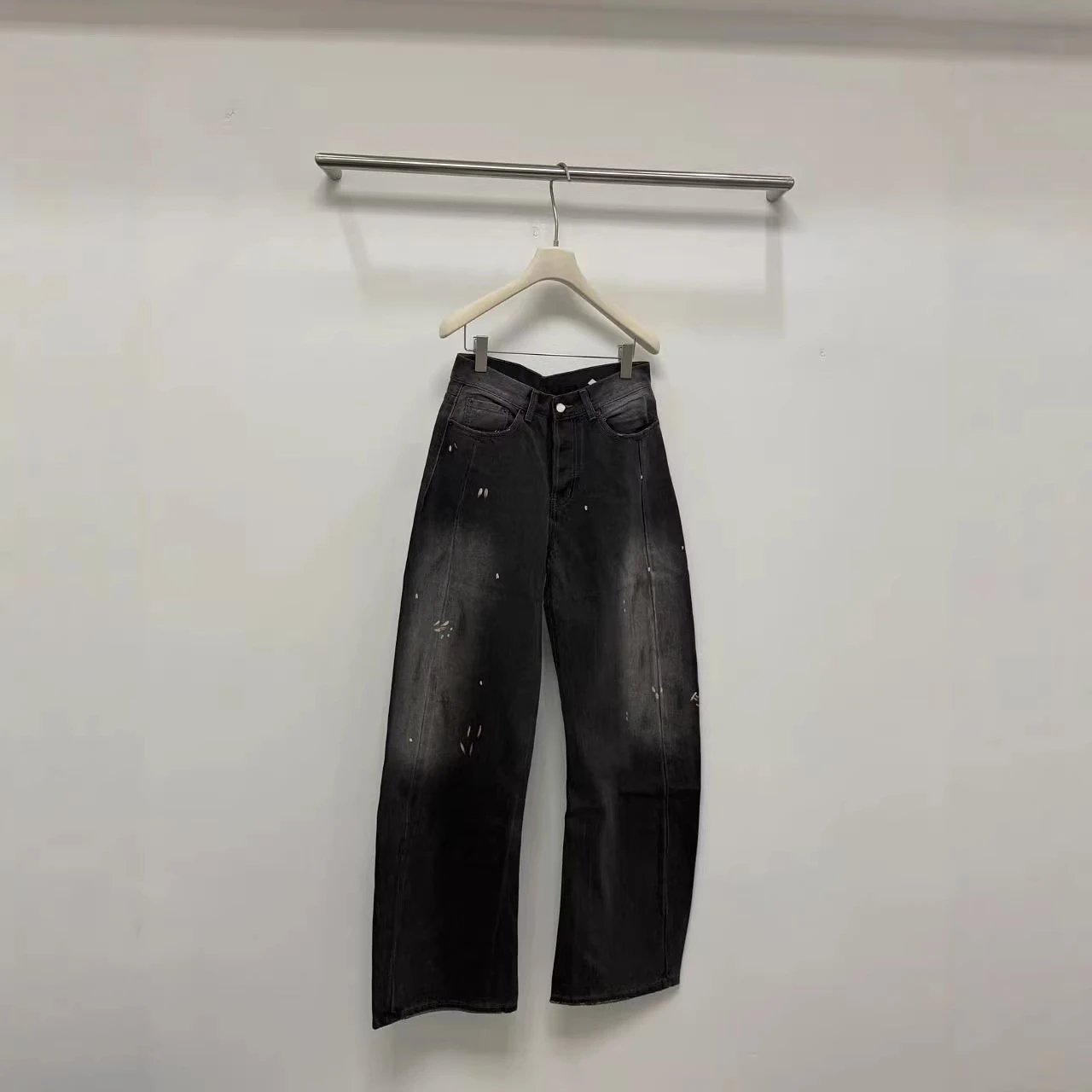 Retro Loose Dirty Denim Wide-Leg Pants