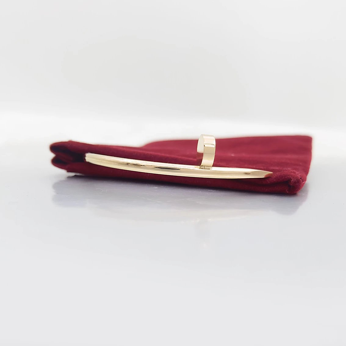 Diamond Studded Rose Gold Titanium Steel Nail Bracelet photo 4