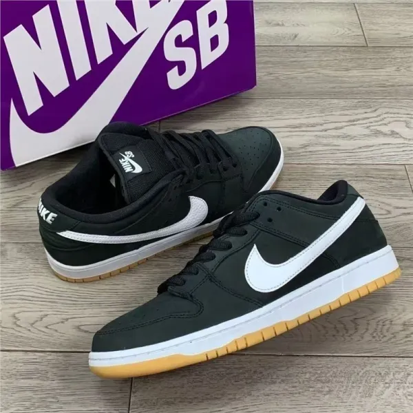 Nike SB Dunk Low Black White Gum Sneakers Skateboard Shoes - 1