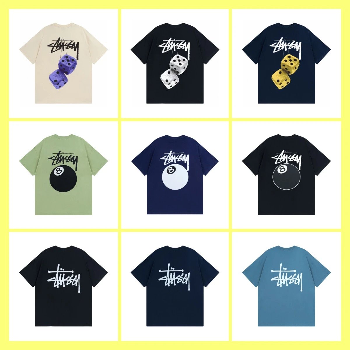 Stussy Dice & 8-Ball Graphic T-Shirt - 000607