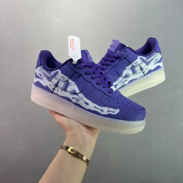 Nike Air Force 1 Low Purple Skeleton Print Sneakers - 1