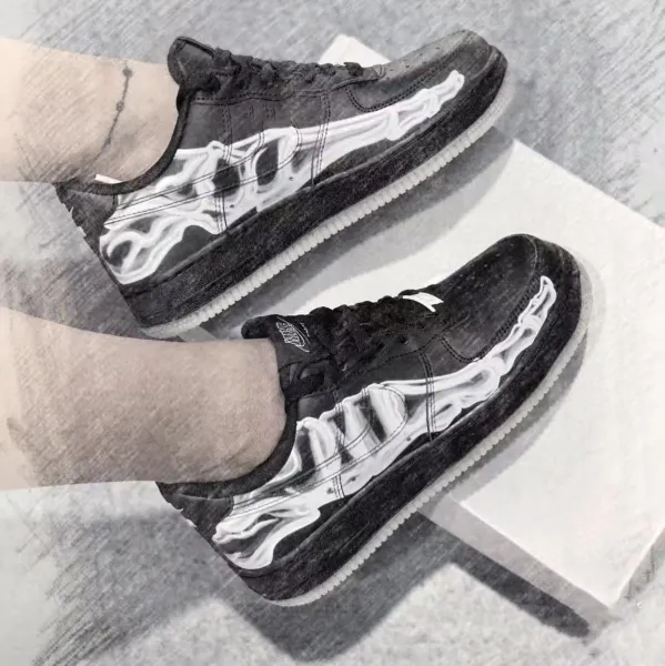 Nike Air Force 1 Low Purple Skeleton Print Sneakers - 8