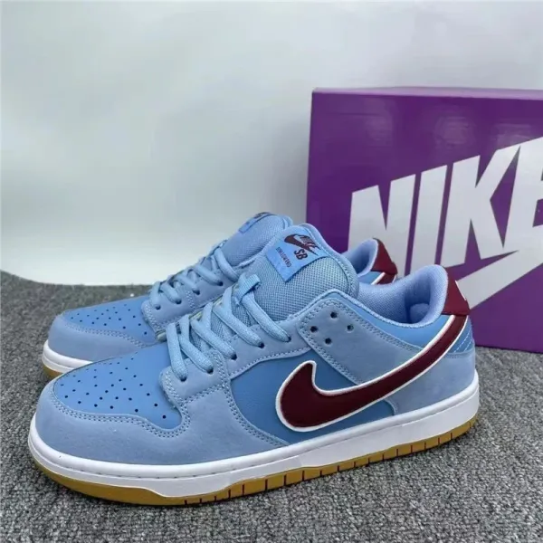 Nike SB Dunk Low Light Blue and Burgundy Sneakers Skateboard Shoes - 1