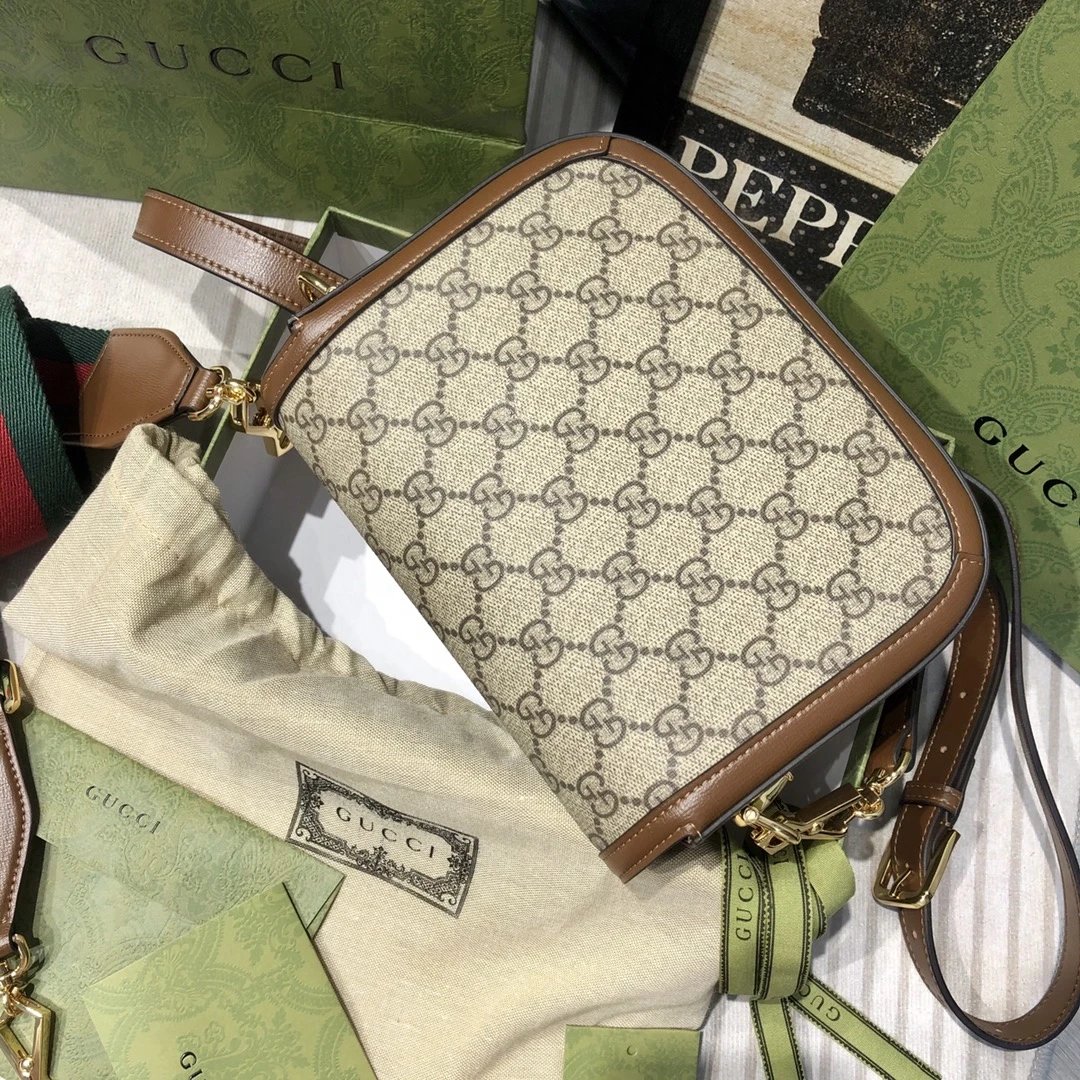  568574  G家复古马鞍包1955 Horsebit bag 邮差包 602204 拼小牛皮单肩斜挎包 6