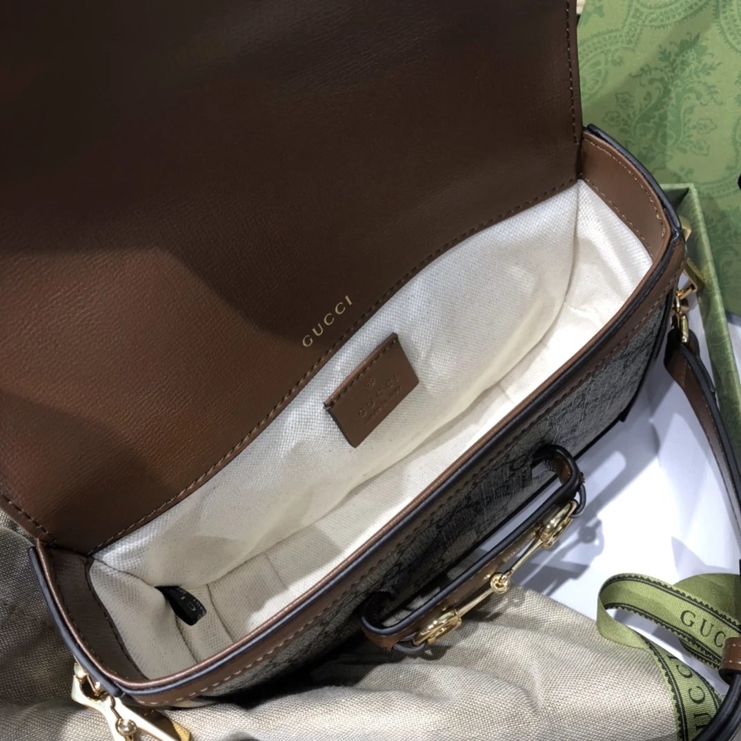  568574  G家复古马鞍包1955 Horsebit bag 邮差包 602204 拼小牛皮单肩斜挎包 9