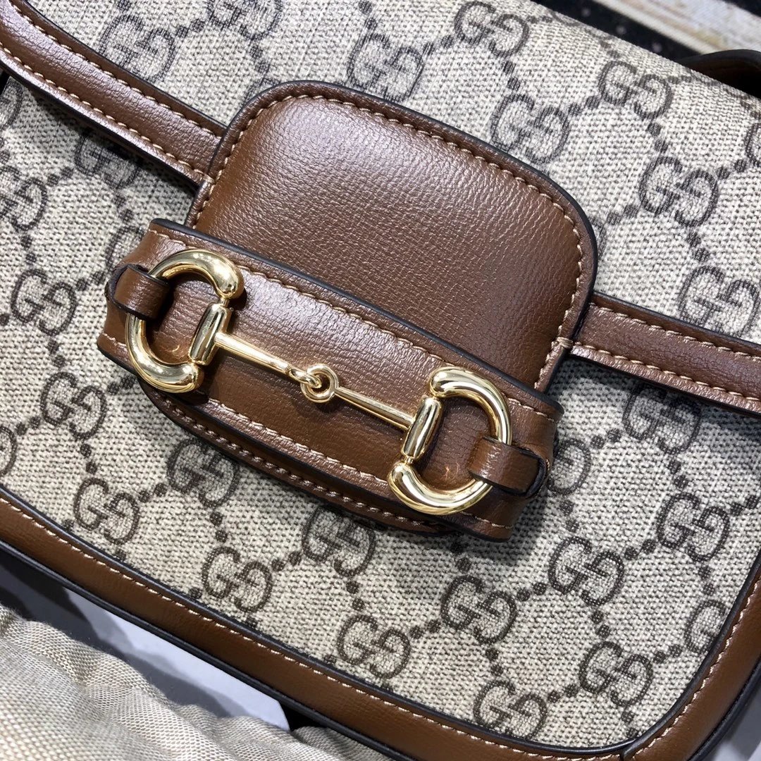  568574  G家复古马鞍包1955 Horsebit bag 邮差包 602204 拼小牛皮单肩斜挎包 4