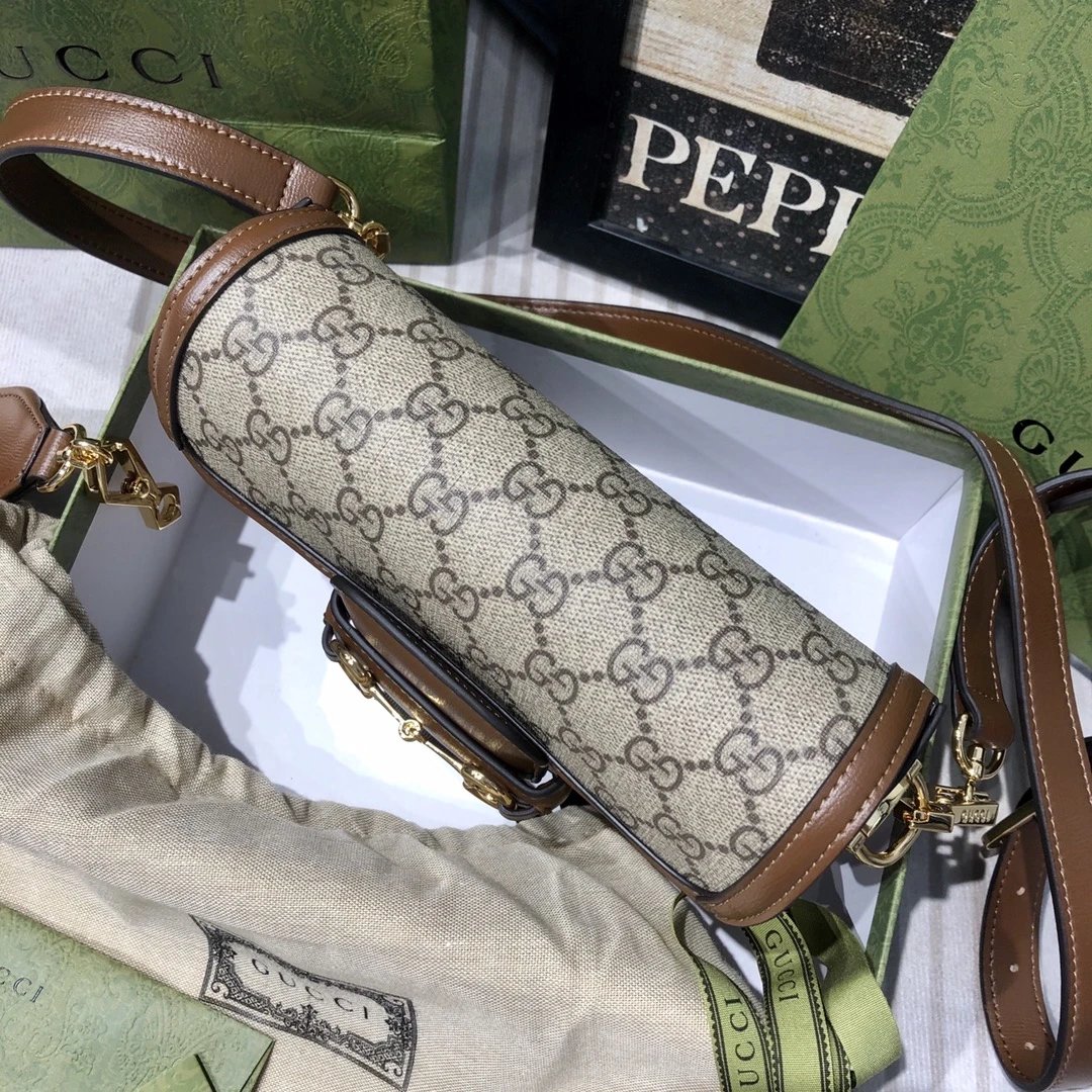  568574  G家复古马鞍包1955 Horsebit bag 邮差包 602204 拼小牛皮单肩斜挎包 5