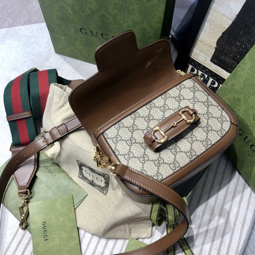  568574  G家复古马鞍包1955 Horsebit bag 邮差包 602204 拼小牛皮单肩斜挎包 7