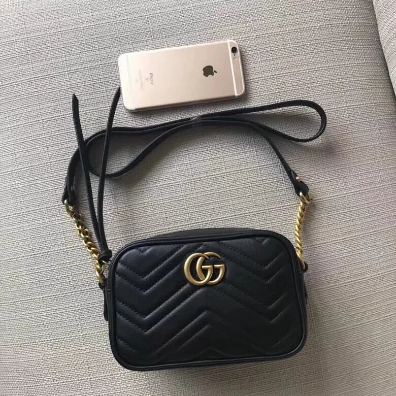 古奇Gucci小号相机包双G爱心复古链条包真皮女包条纹单肩斜跨包448065 Marmont系列绗缝手袋447632 3