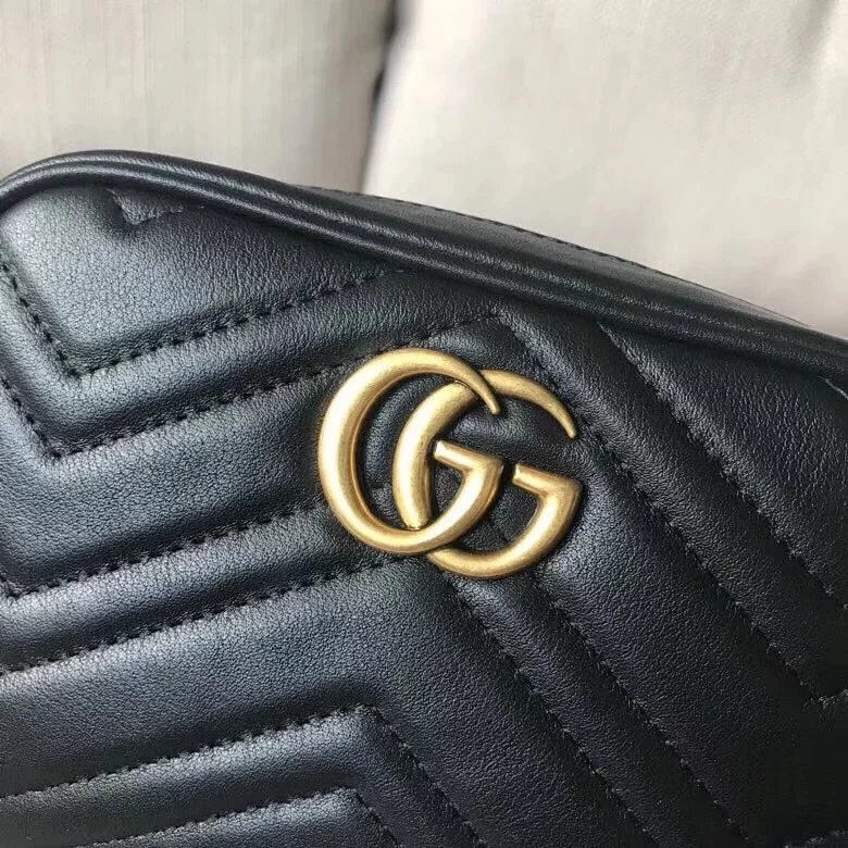 古奇Gucci小号相机包双G爱心复古链条包真皮女包条纹单肩斜跨包448065 Marmont系列绗缝手袋447632 6