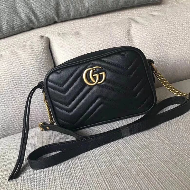 古奇Gucci小号相机包双G爱心复古链条包真皮女包条纹单肩斜跨包448065 Marmont系列绗缝手袋447632 2