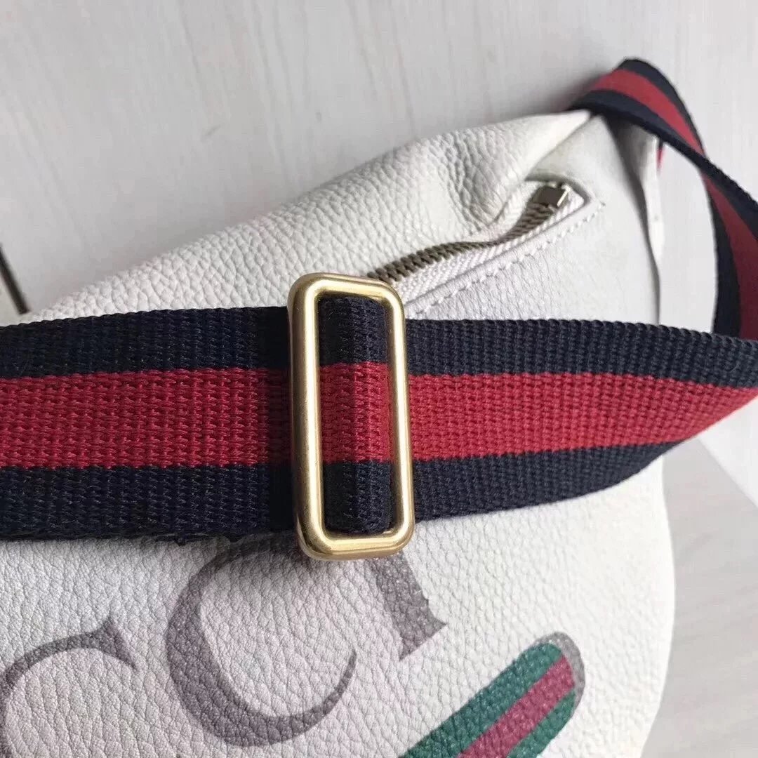 Gucci古奇原单腰包男女通用印花字母红绿织带小号时尚休闲Supreme合作款胸包527792493869 7