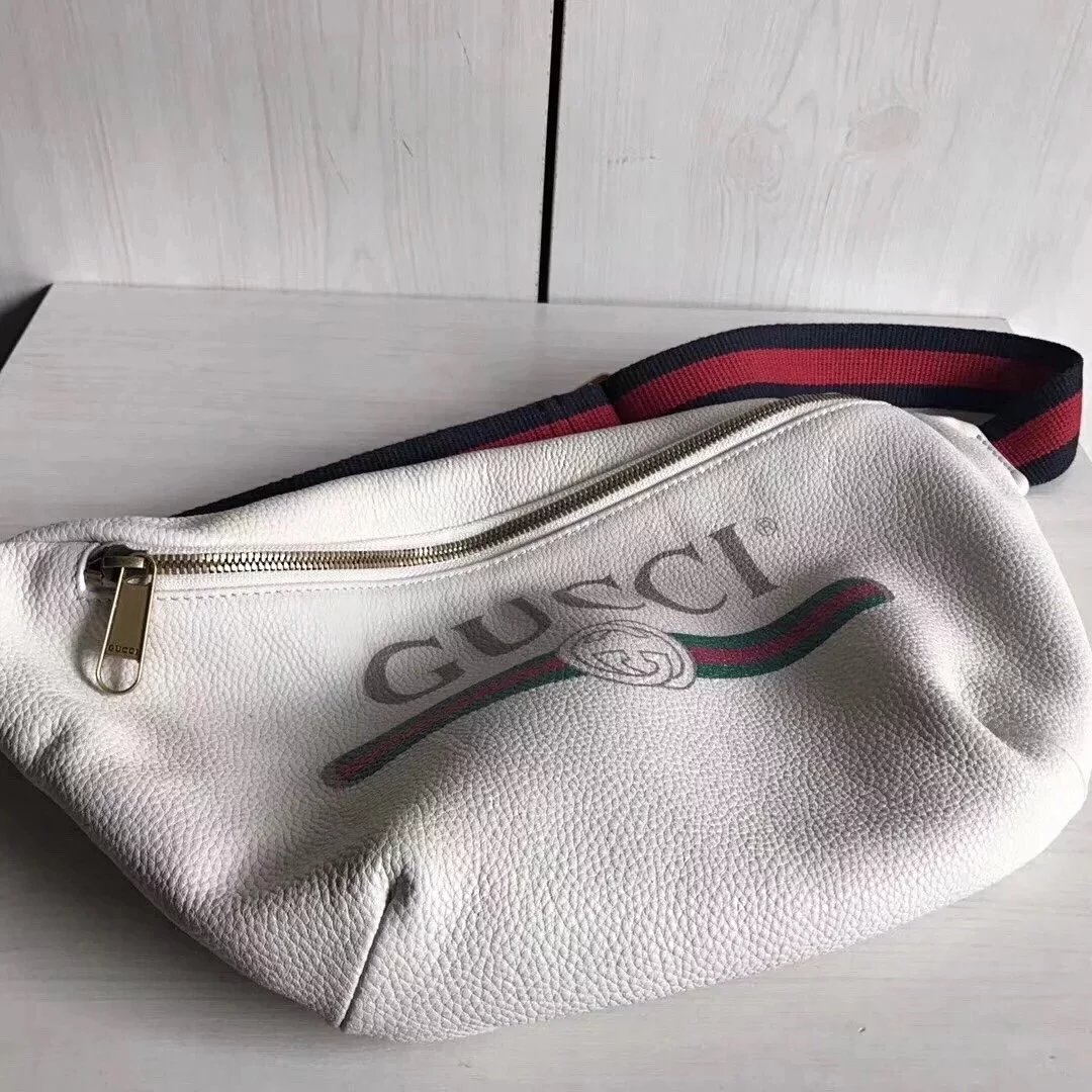 Gucci古奇原单腰包男女通用印花字母红绿织带小号时尚休闲Supreme合作款胸包527792493869 9