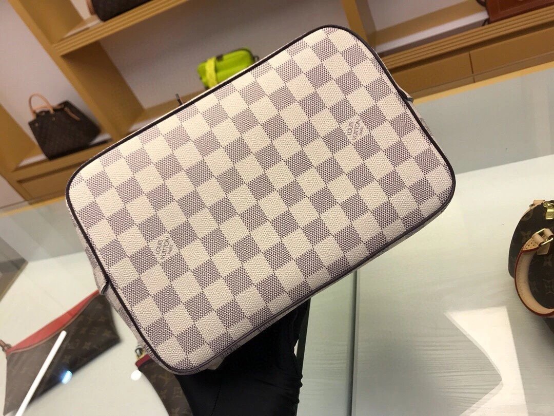 白格粉色水桶包女棋盘格单肩斜挎包 6