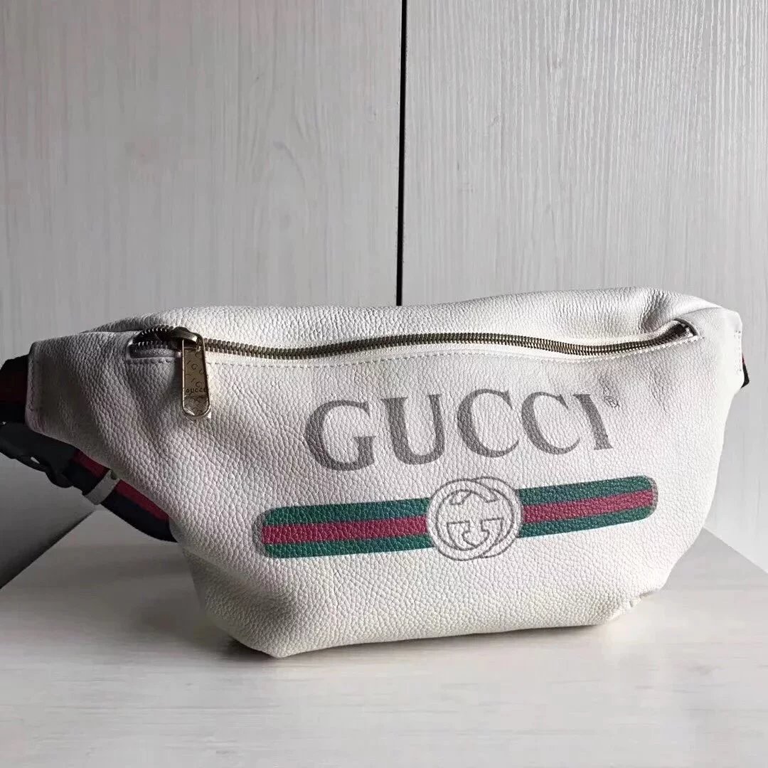 Gucci古奇原单腰包男女通用印花字母红绿织带小号时尚休闲Supreme合作款胸包527792493869 2