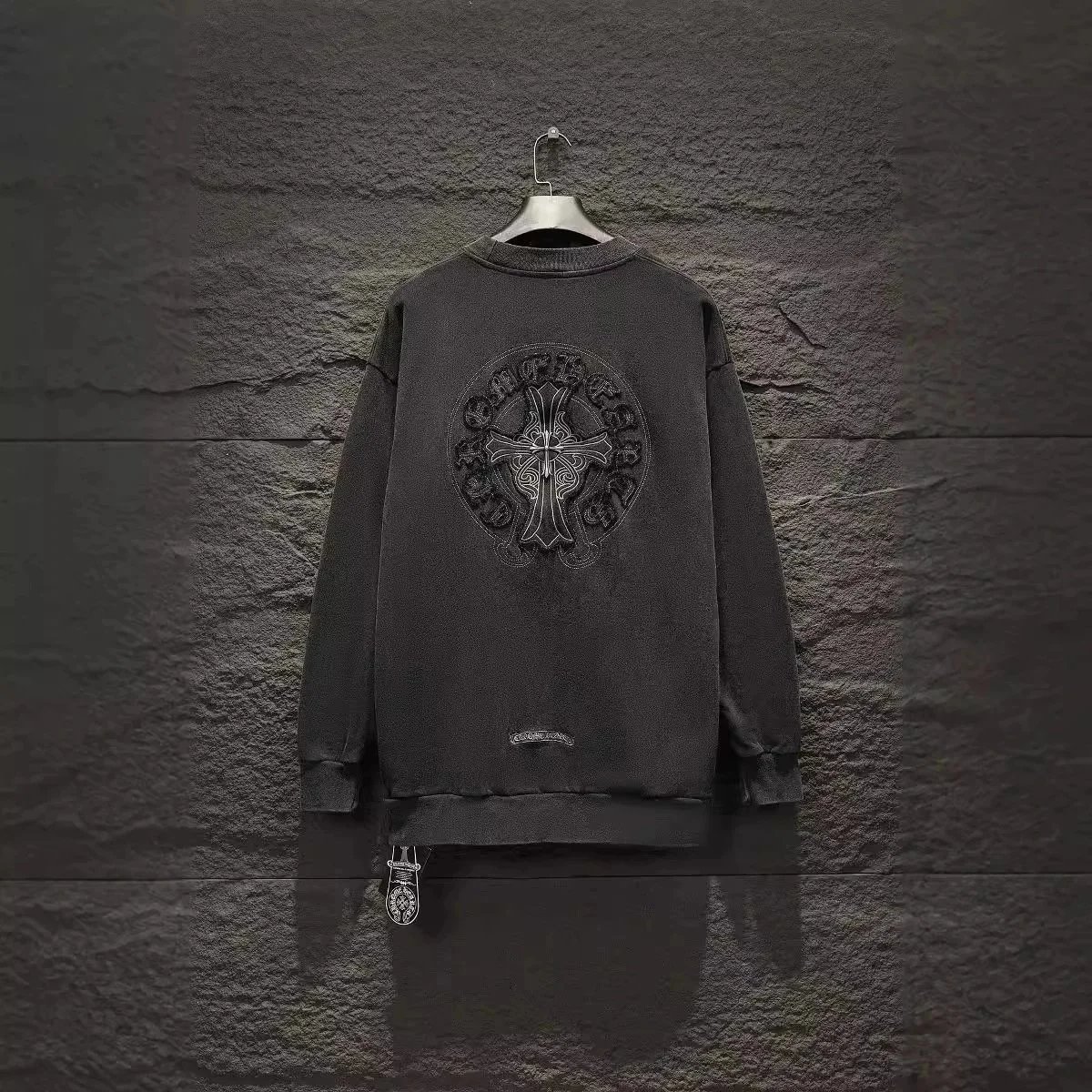 Chrome Hearts Black Embroidered Logo Crewneck Sweatshirt