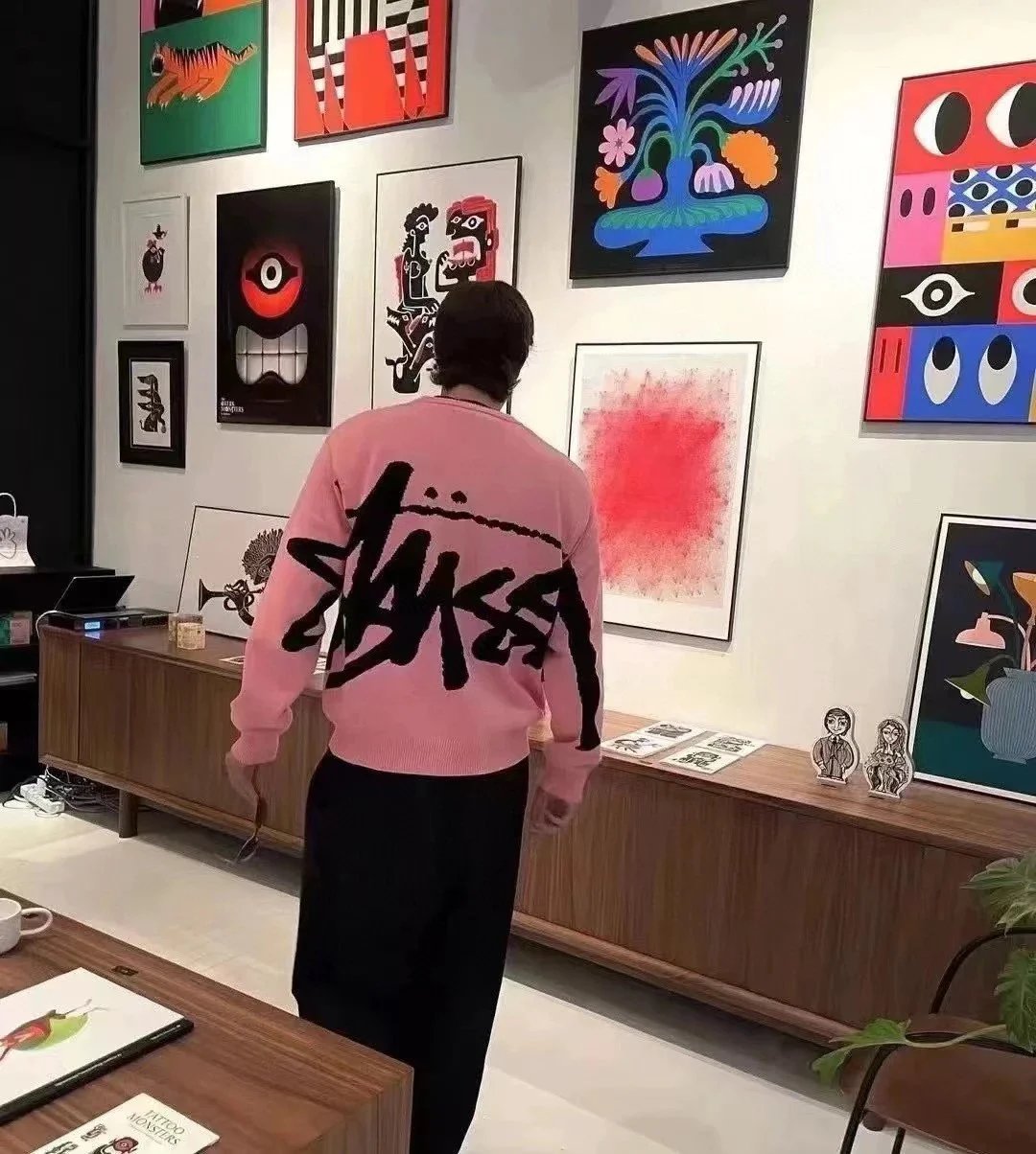 Stussy Pink Oversized Knit Sweater