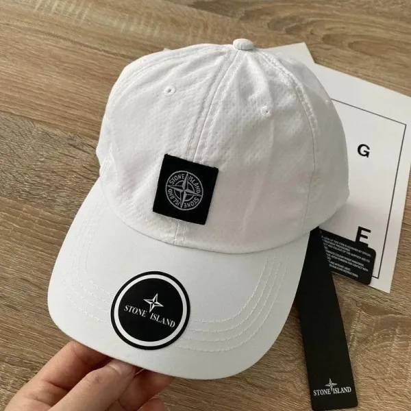 Stone Island Patch Logo White Baseball Cap - 1
