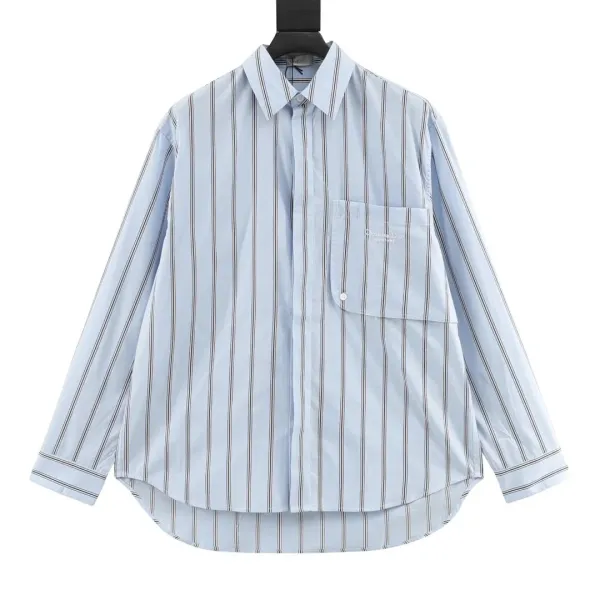 Design CD Letter Print Striped Long-Sleeve Shirt - 4