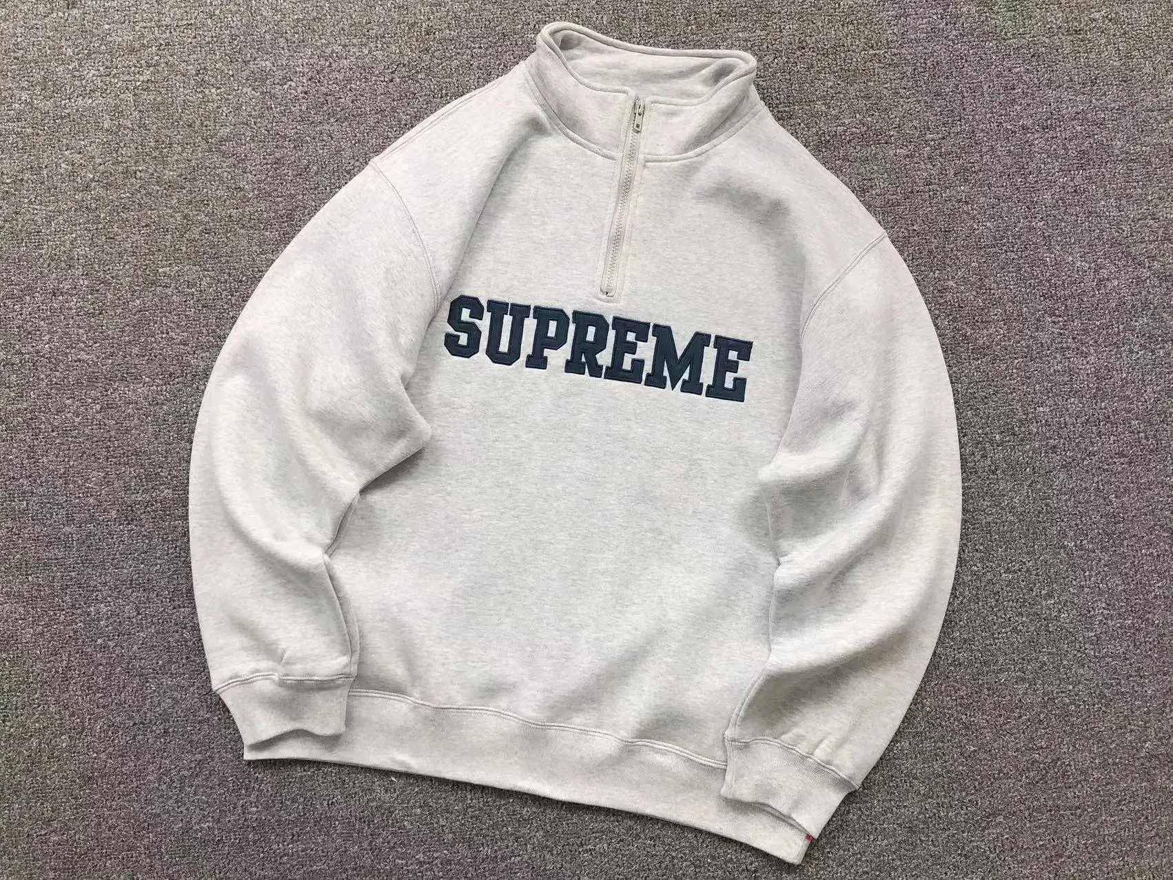 E582 # Half Zipper Hoodie Light Grey