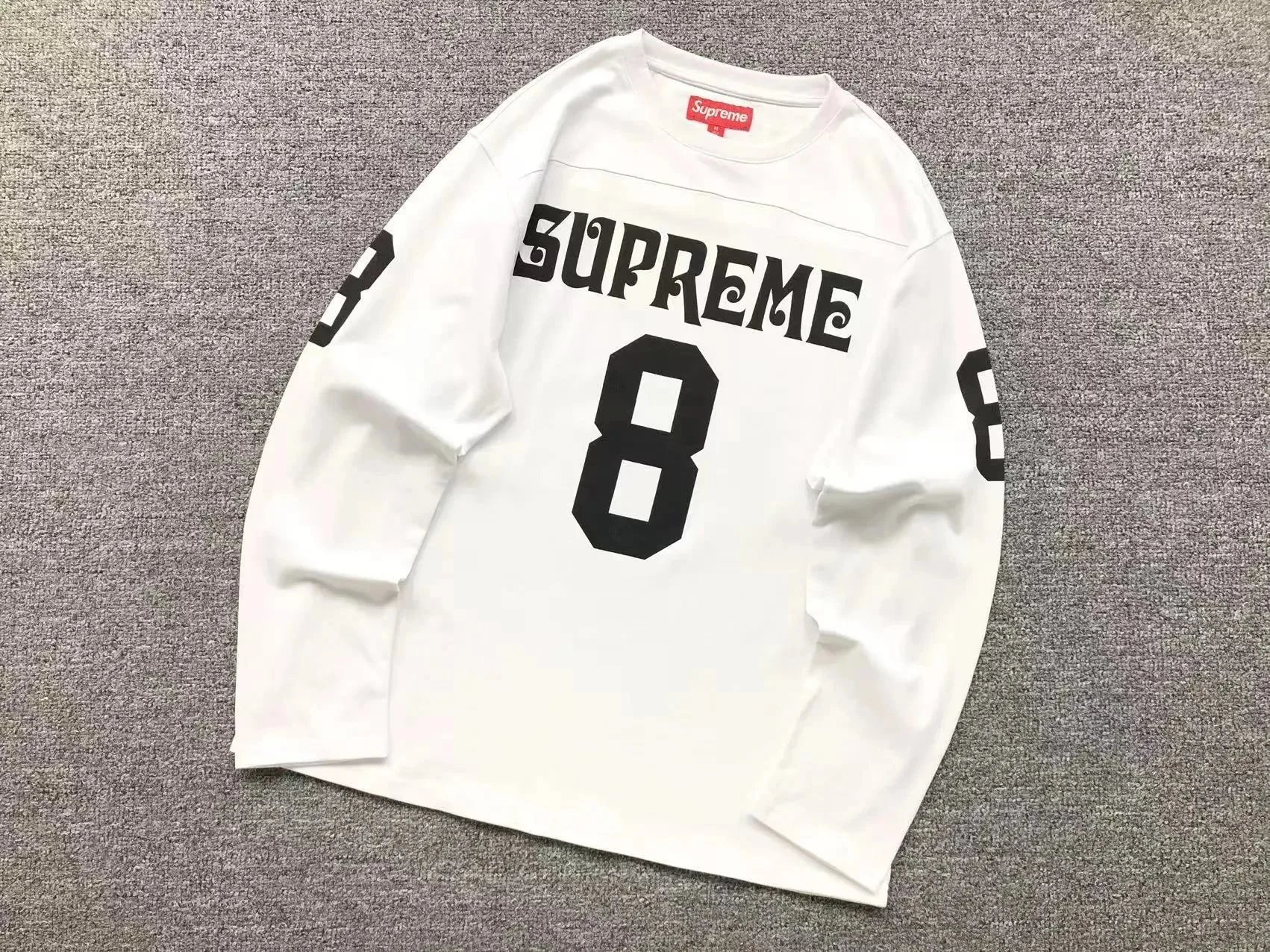 E589 # Long sleeved football jersey white
