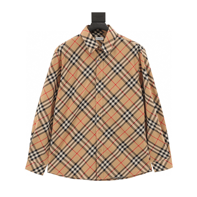 Large Check Cotton Long Sleeve Shirt