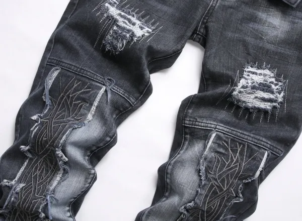 Philipp Plein Skull Embroidered Distressed Denim Jeans - 17