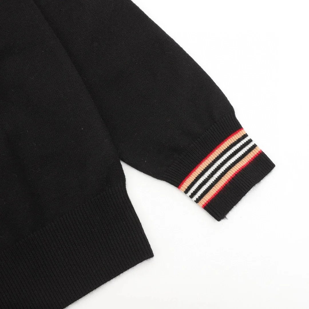 Burberry Check-Elbow Patch Crewneck Sweater Black - 9