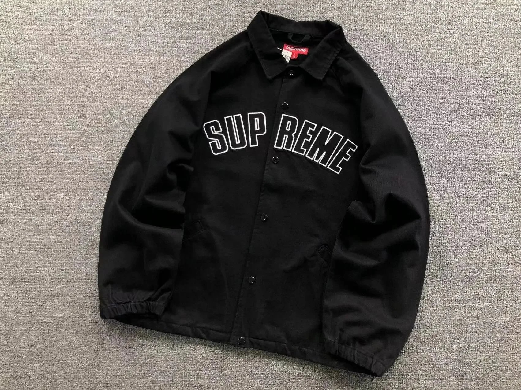 D429 # Micro label Embroidered Letter Jacket Black