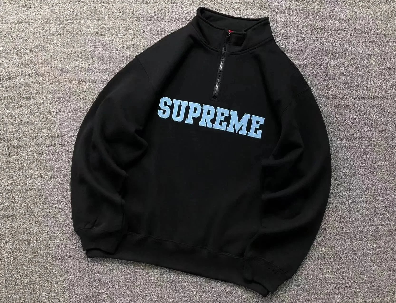 E582 # Half Zipper Hoodie Black