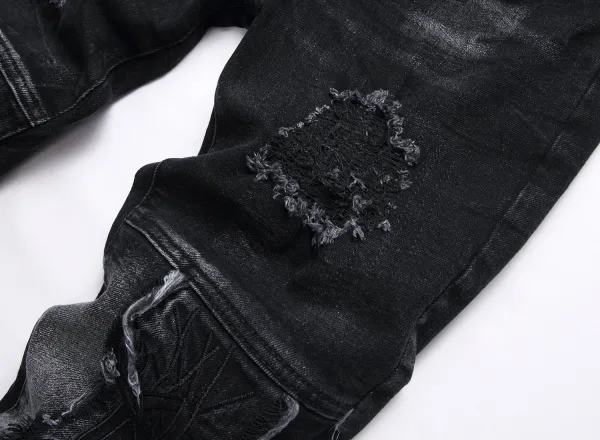 Philipp Plein Skull Embroidered Distressed Denim Jeans - 27