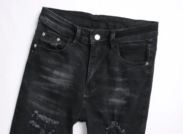 Philipp Plein Skull Embroidered Distressed Denim Jeans - 28