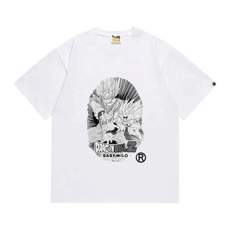 Ape head little monkey camouflage men's and women's short-sleeved round neck T-shirt for men