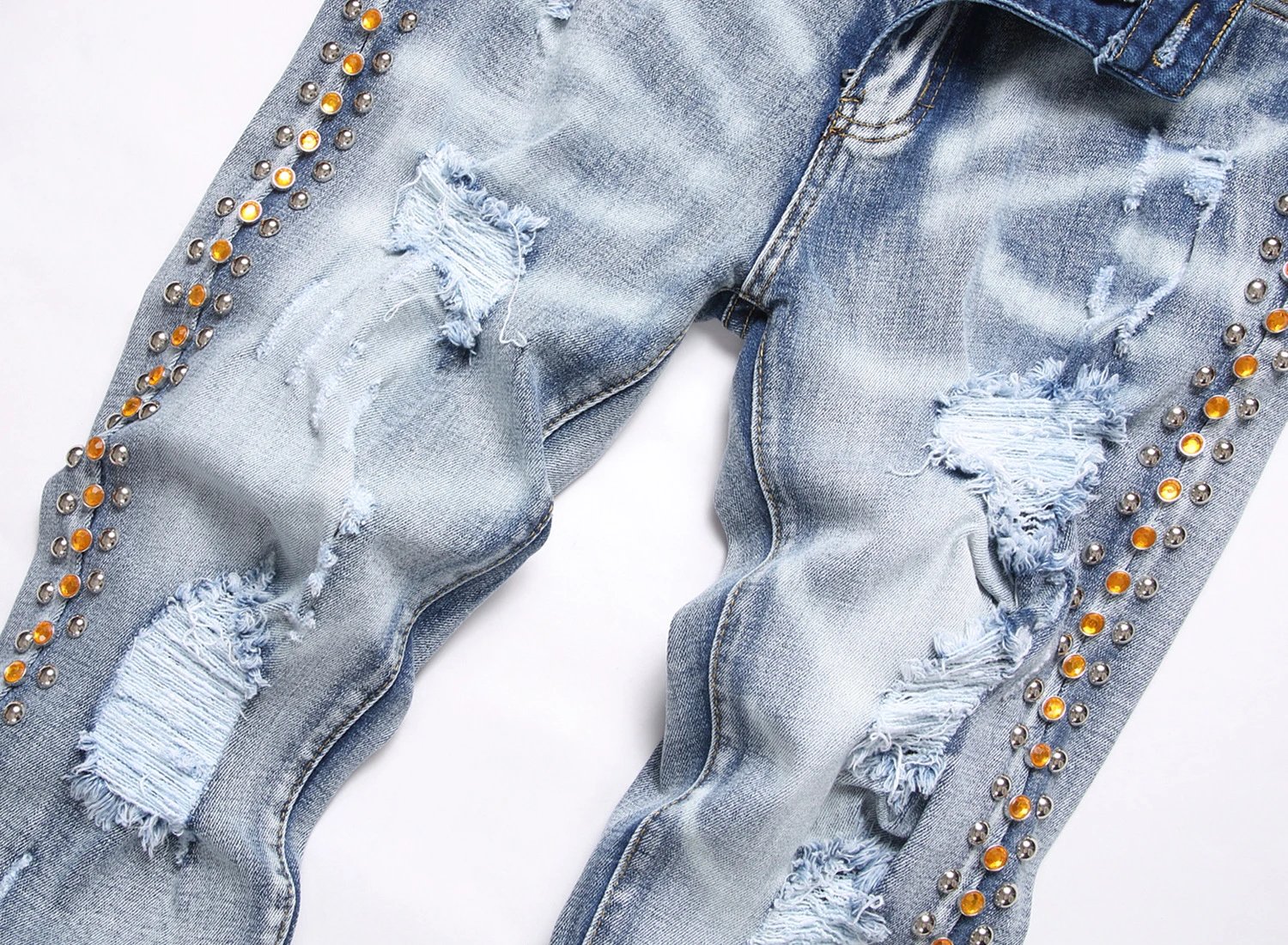 Philipp Plein Skull Embroidered Distressed Denim Jeans - 83