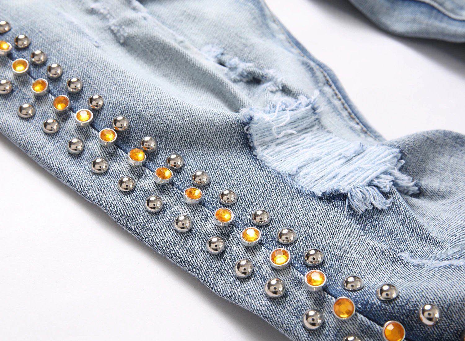 Philipp Plein Skull Embroidered Distressed Denim Jeans - 84