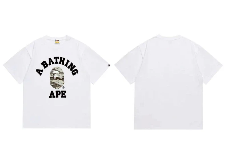 Ape head little monkey camouflage men's and women's short-sleeved round neck T-shirt for men
