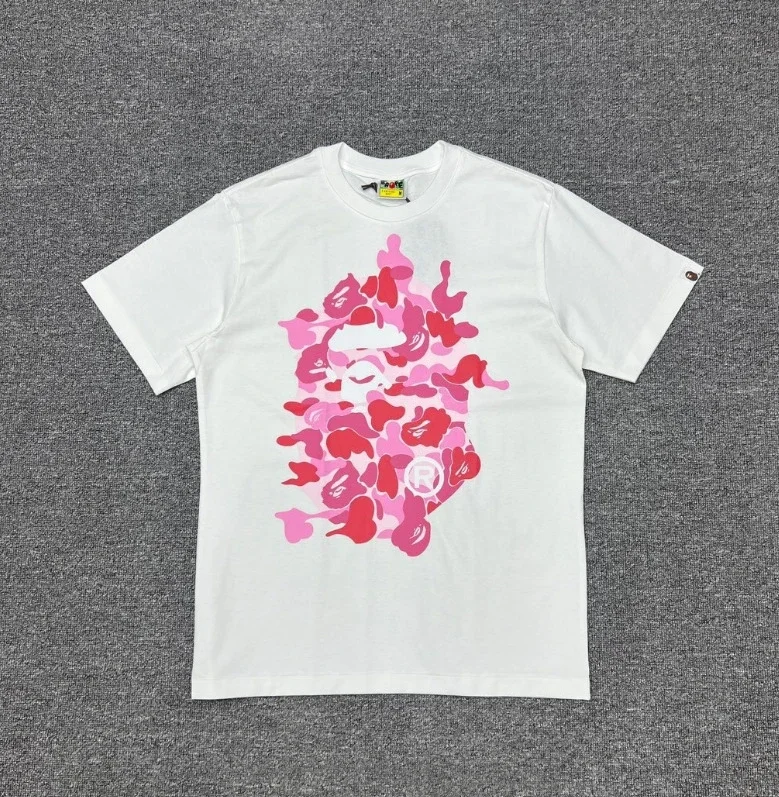 Ape head little monkey camouflage men's and women's short-sleeved round neck T-shirt for men