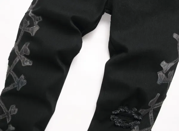 Philipp Plein Skull Embroidered Distressed Denim Jeans - 91