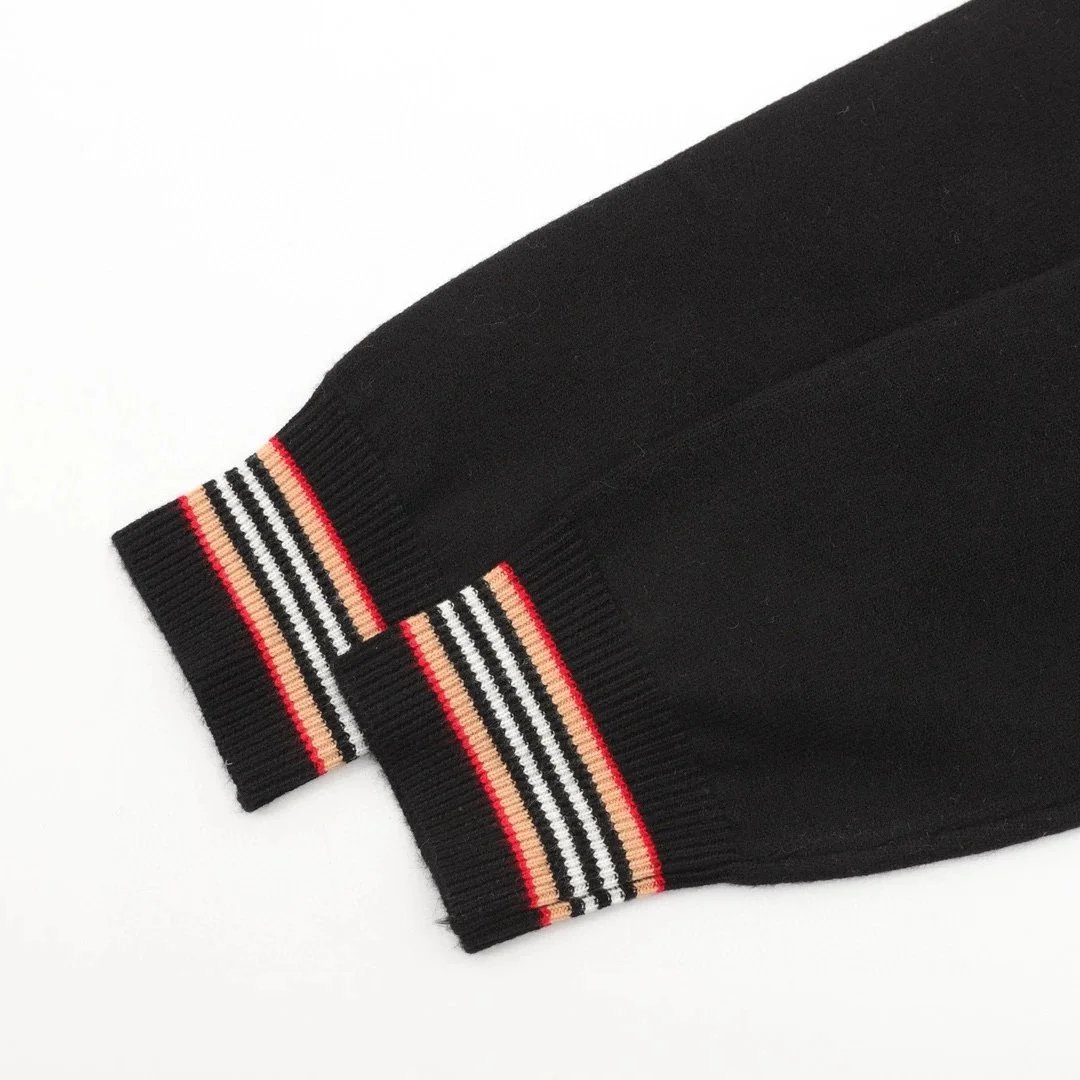 Burberry Check-Elbow Patch Crewneck Sweater Black - 11