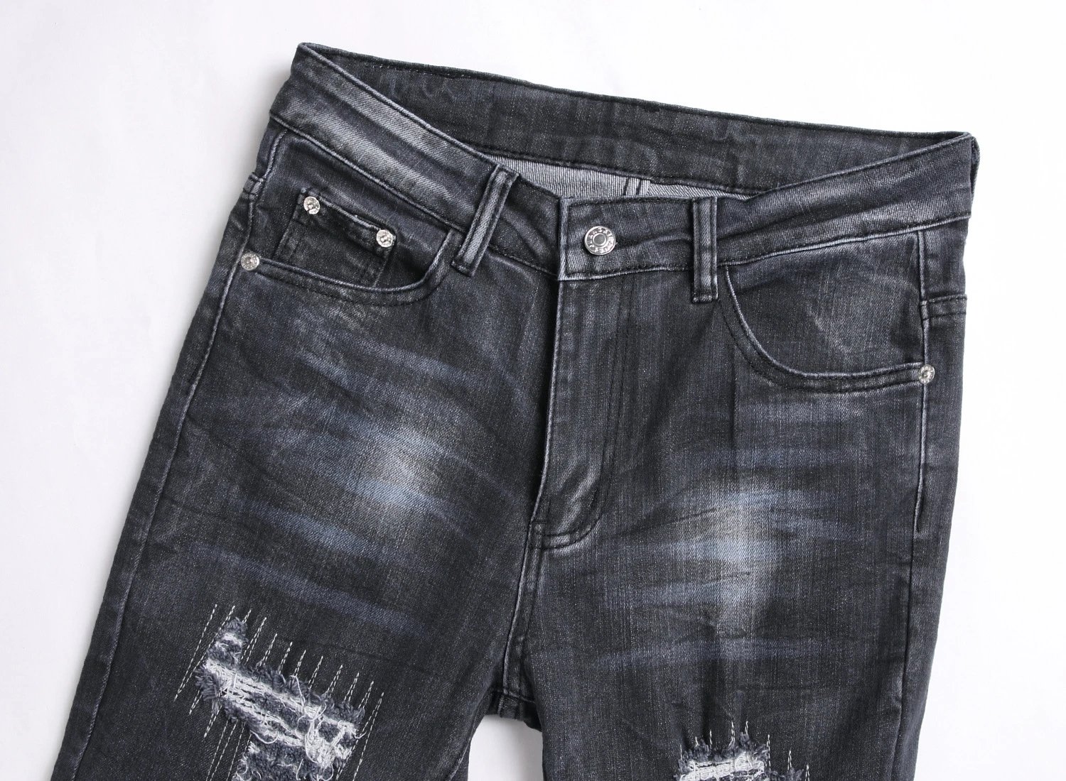 Philipp Plein Skull Embroidered Distressed Denim Jeans - 19